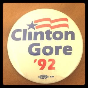 Campaign pin from Clinton/Gore 1992